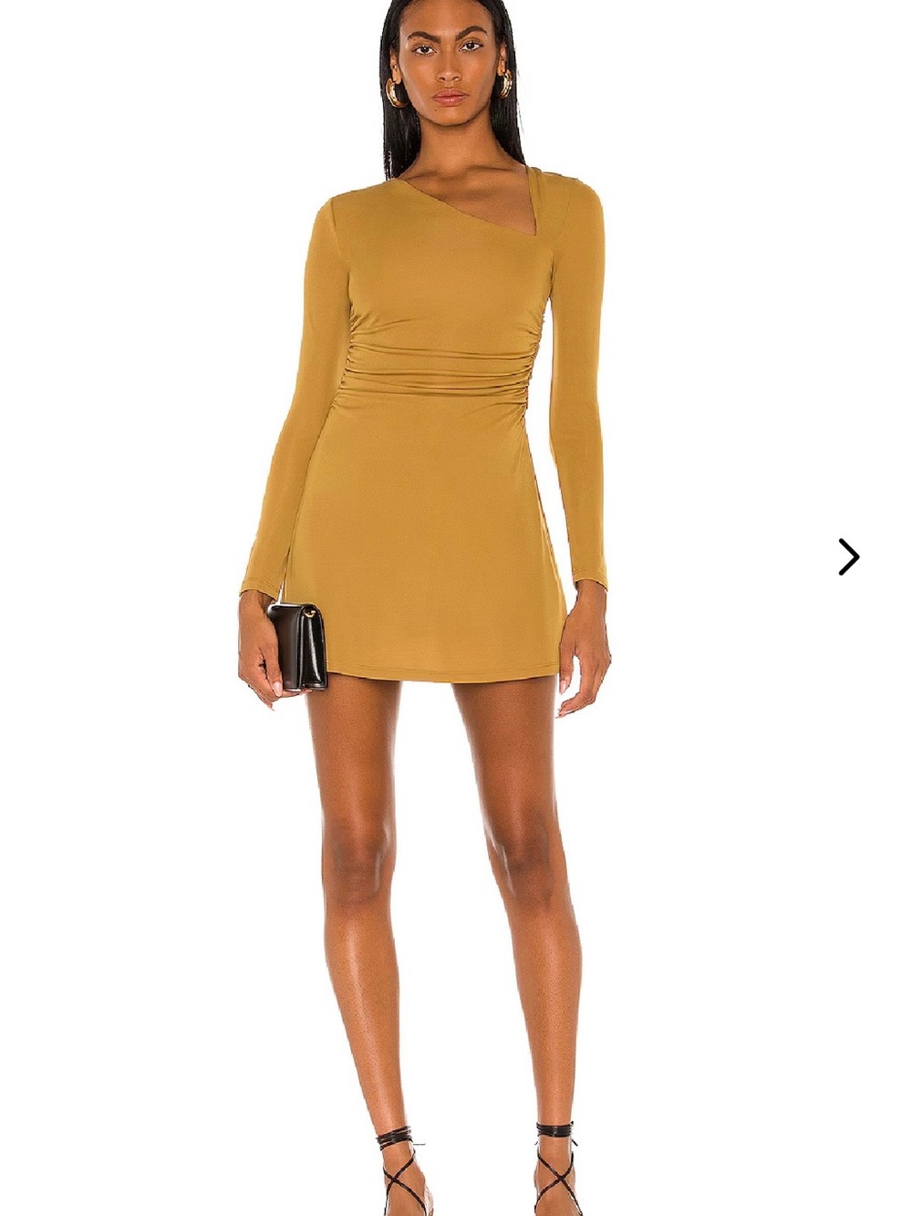 Lovers + Friends Penelope Mini Dress Asymmetric Ruched Tan Brown XL NWT